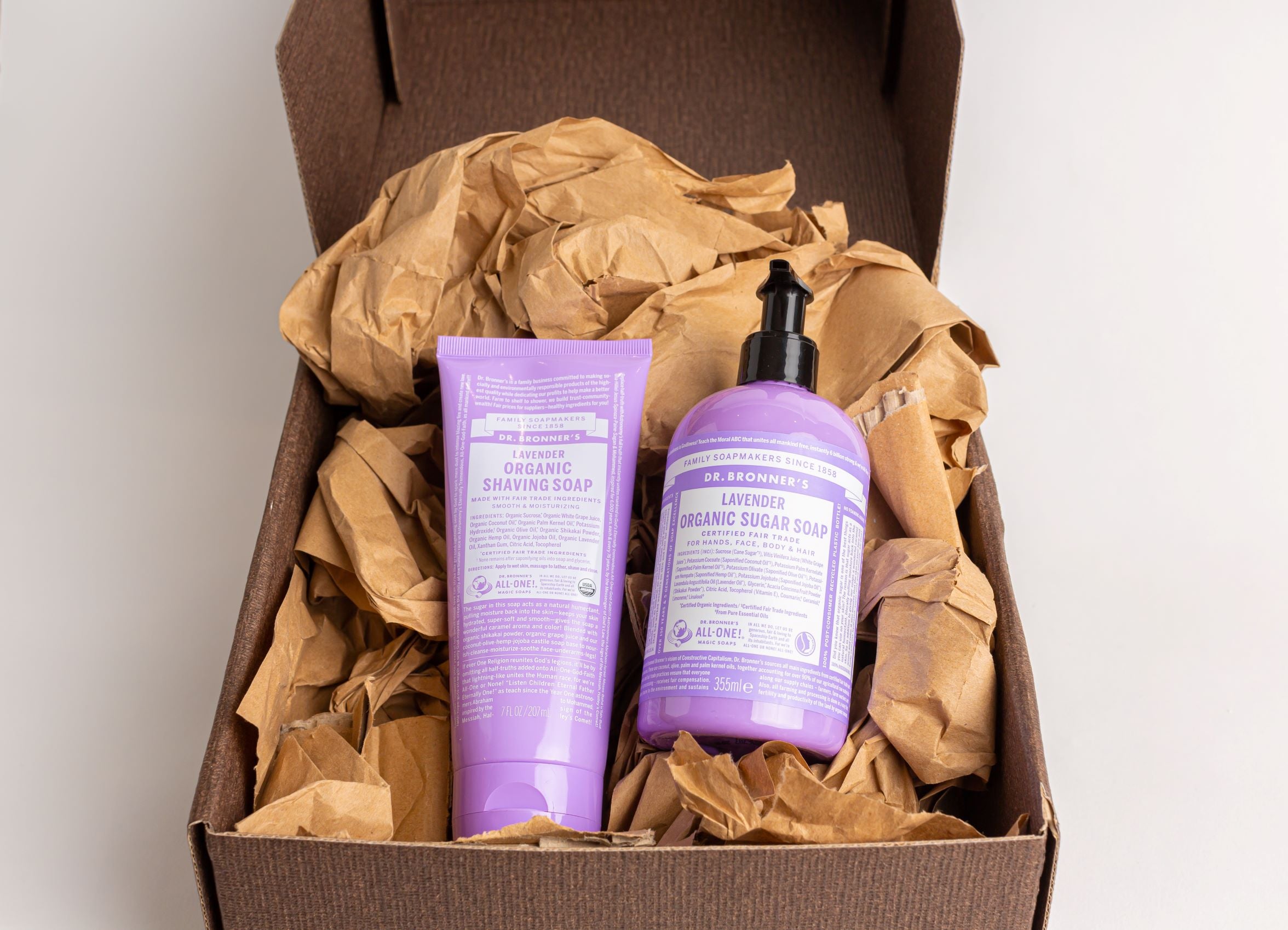 Dr. Bronner's Organic Lavender Shaving Soap & Organic Sugar Soap Lavender Gift Set (207ml & 355ml)