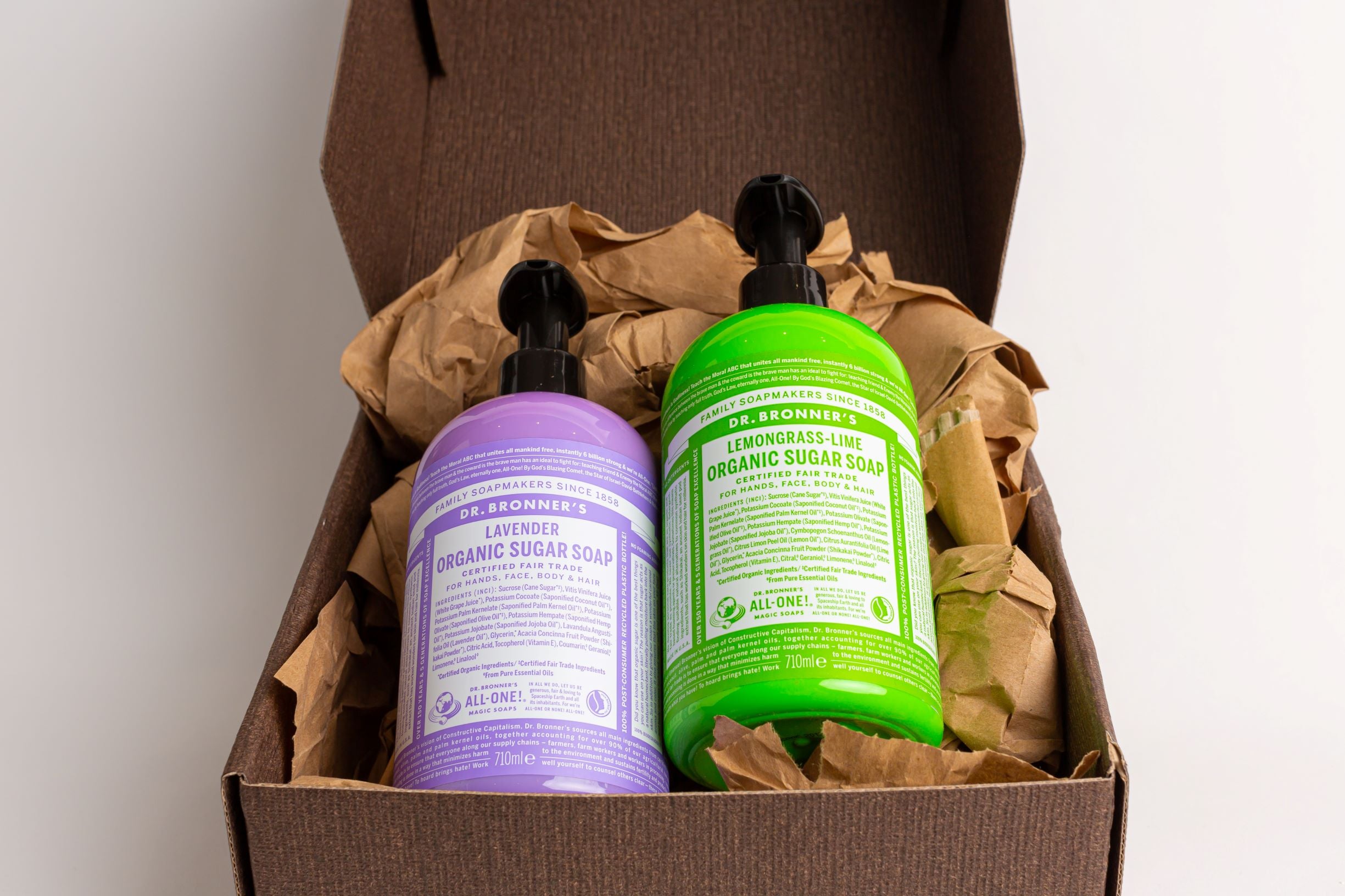 Dr Bronner's Organic Sugar Soap Gift Set 710ml (Lavender & Lemongrass Lime) + Free 60ml Soap
