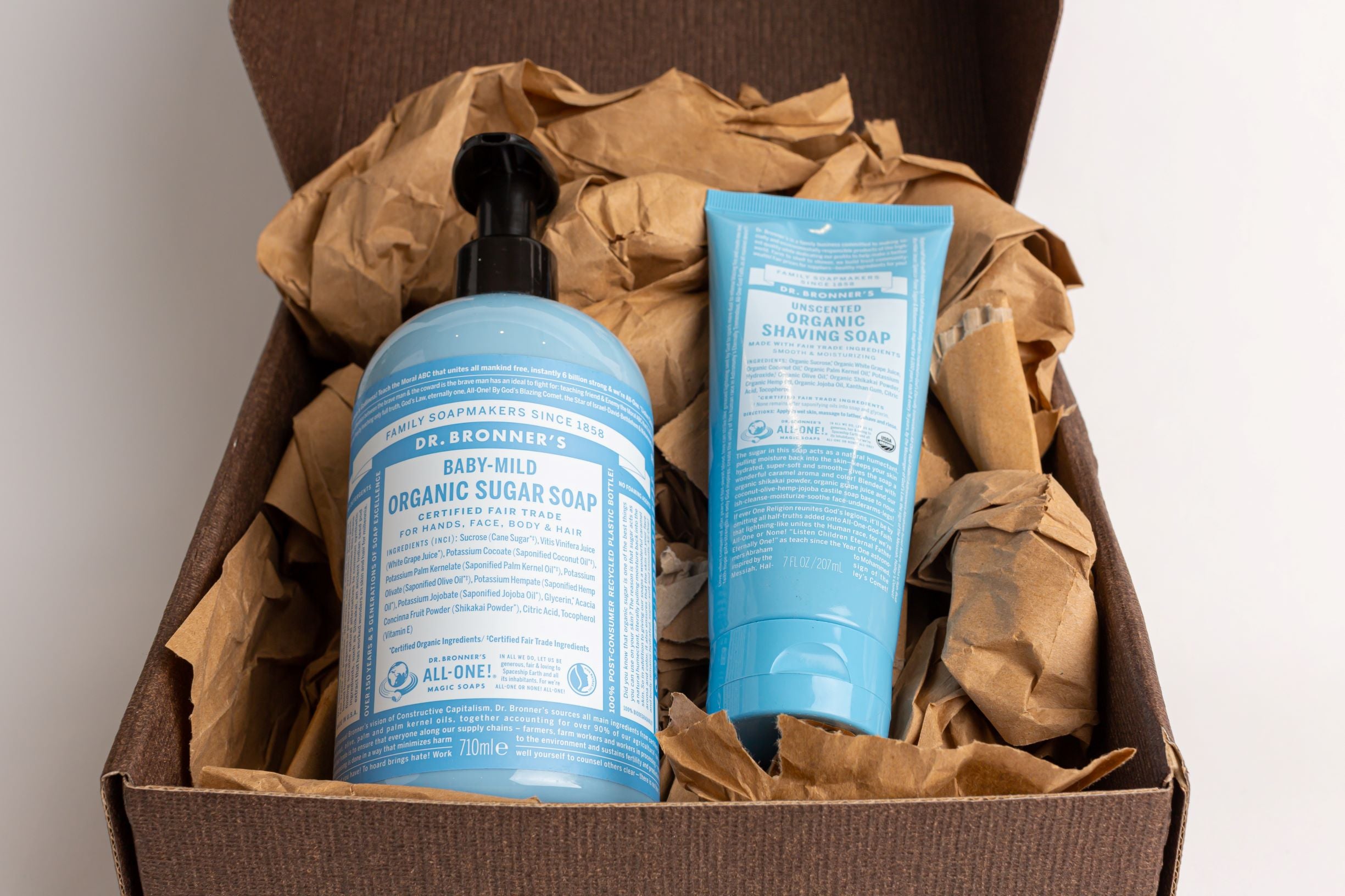 Dr. Bronner's Organic Shaving Soap & Organic Sugar Soap Baby Mild Gift Set (207ml & 710ml)