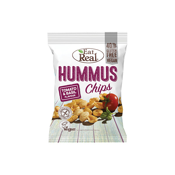 EAT REAL Hummus Tomato Basil Chips 10x135g Healthy Buzz Ireland