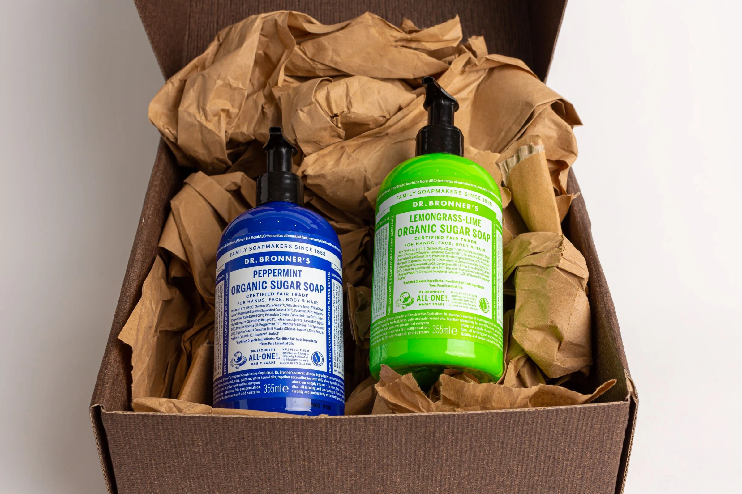 Dr Bronner's Organic Sugar Soap Gift Set 355ml (Lemongrass Lime & Peppermint)