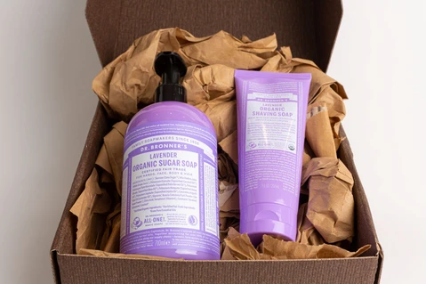Dr. Bronner's Organic Shaving Soap & Organic Sugar Soap Lavender Gift Set (207ml & 710ml)