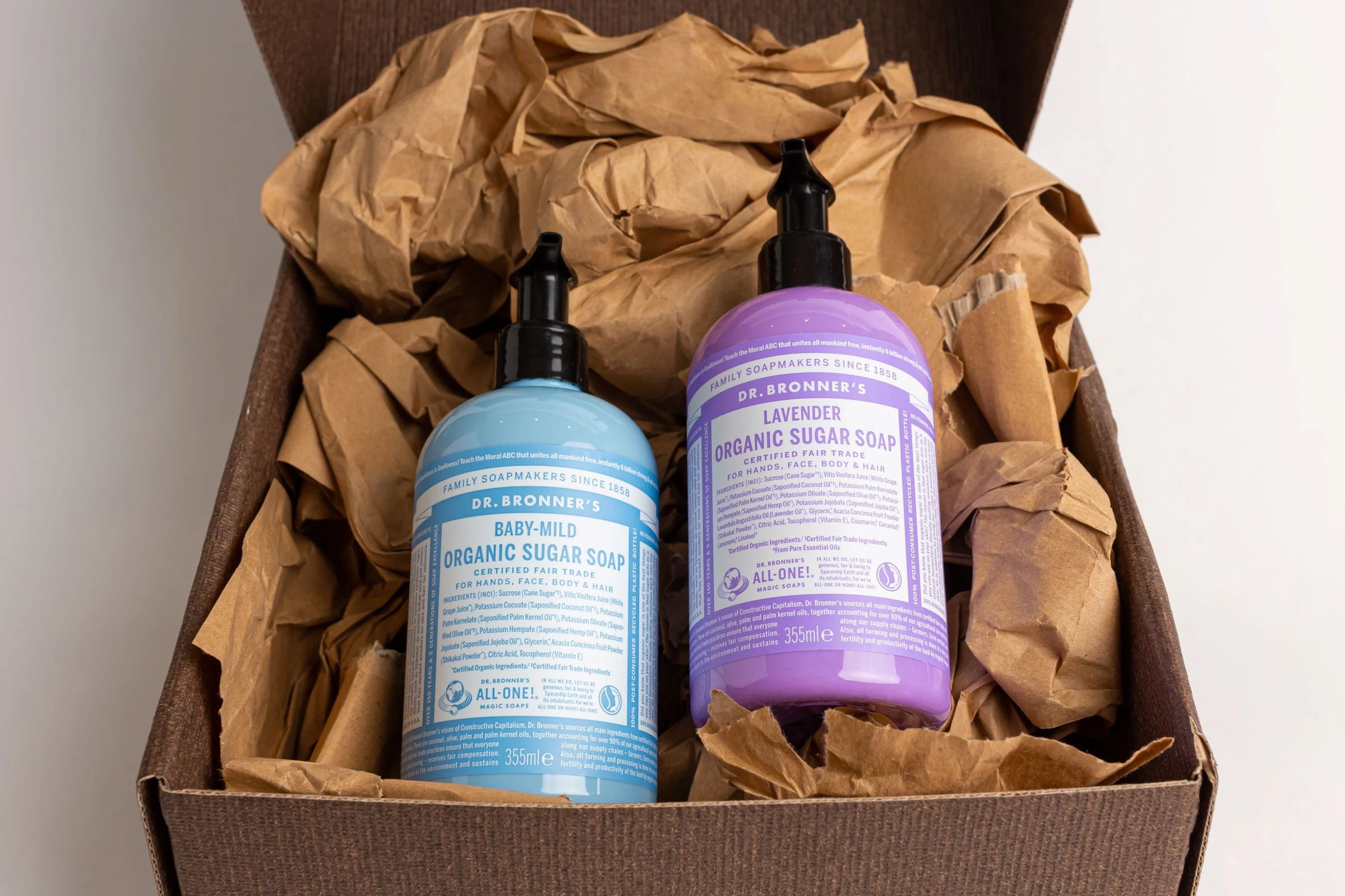 Dr Bronner's Organic Sugar Soap Gift Set 355ml (Baby-Mild & Lavender)